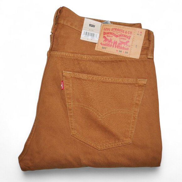 Levis 501 Original Fit Jeans Men's Size 36X30 Rust Brown Denim Straight Leg NEW - Picture 11 of 11